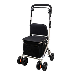 Andador con Asiento y Cesta Negro